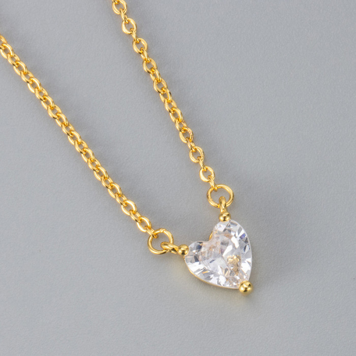 New Heart White Zircon Women's Pendant Mini Cute Light Luxury Fashion Trend Korean and Japanese Style Elegant Niche Versatile