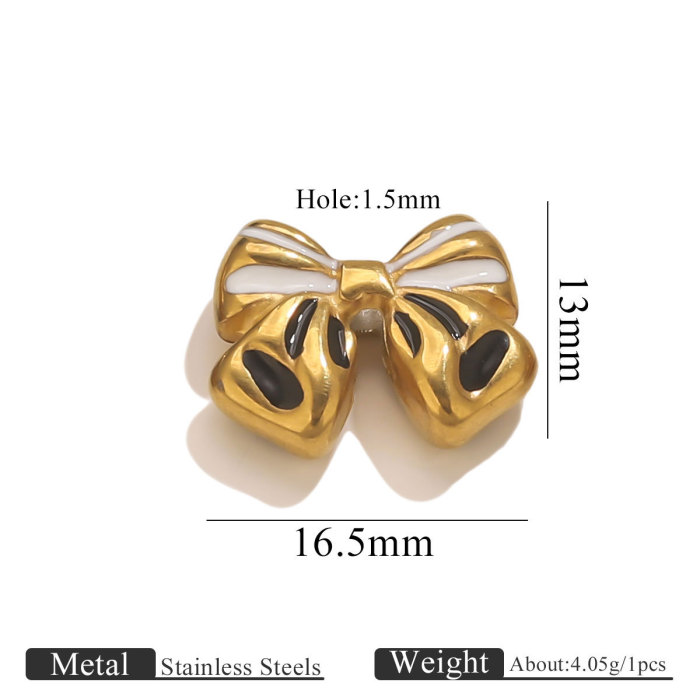 DIY Stainless Steel Jewelry Accessories 18K Gold Plated Oil Drop Bowknot Small Pendant Bracelet Pendant Accessories W...