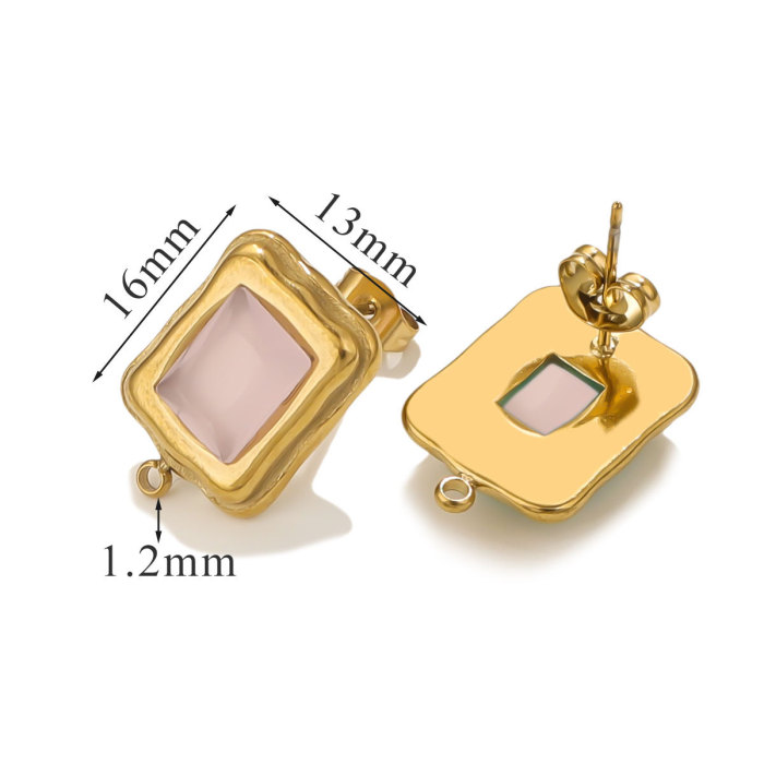 Color-Retaining Gold Inlaid Zircon Irregular Rectangle Oval Lover's Bean Color Zircon Pendant DIY Earring Charms
