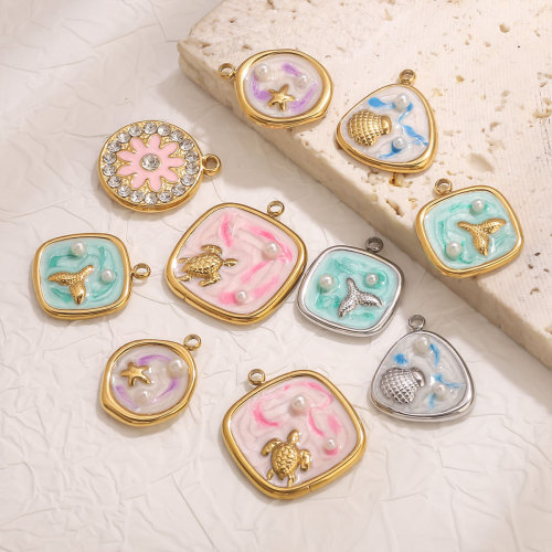 Cross-Border New Stainless Steel Oil Drop Pendant Fresh Ocean Style DIY Jewelry Accessories Pendant Wholesale