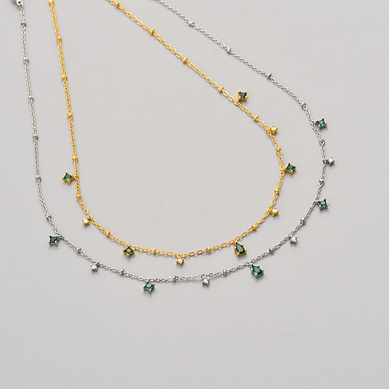 European and American Hot-Selling Niche Design Light Luxury High-End Emerald Water Drop Tassel Collarbone Chain 2024 New Necklace for Women