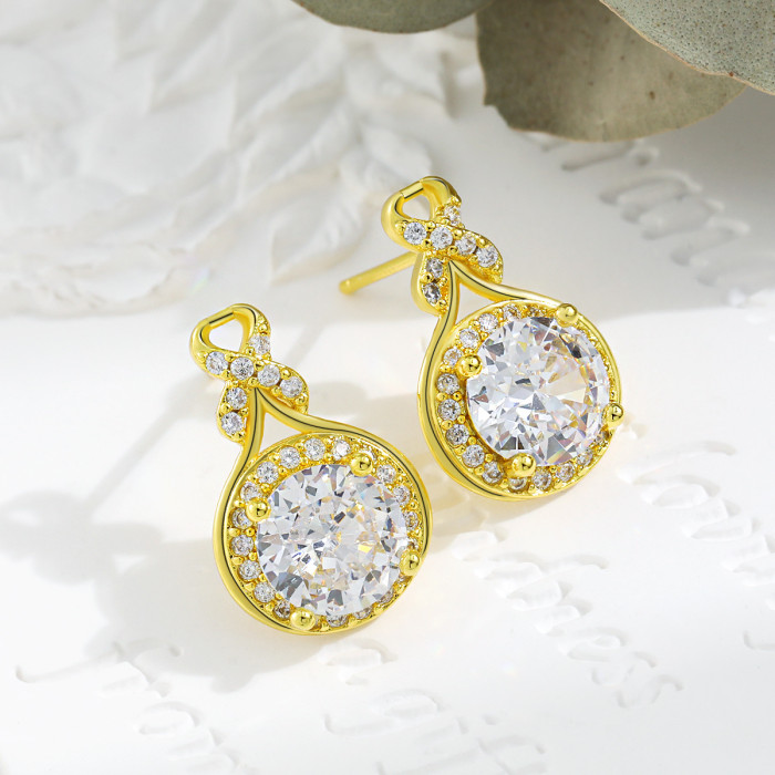 Original Design Light Luxury Water Drop Set for Women Internet Celebrity High-end Mobius Strip Gourd Round Bag Earrin...