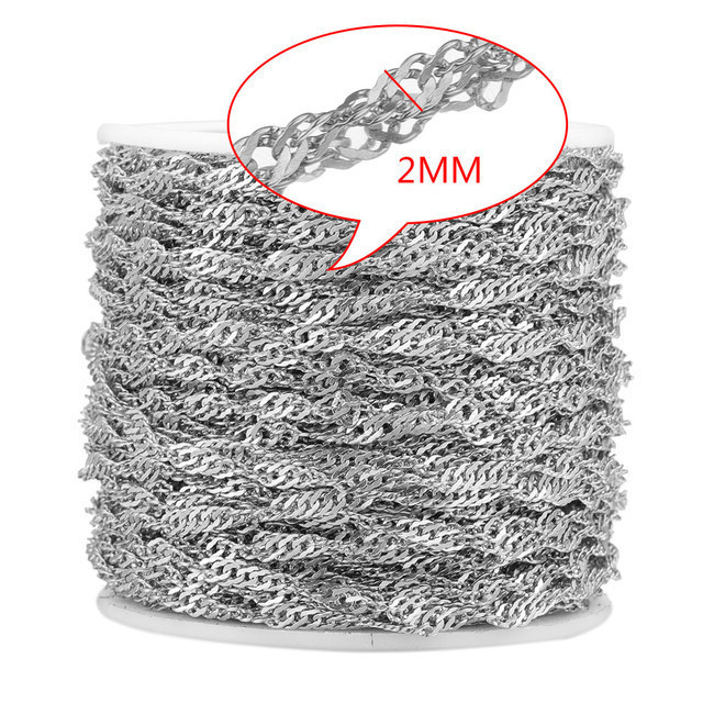 Stainless Steel Water Ripple Necklace Chain DIY Handmade Anklet Necklace Jewelry Accessories Wholesale