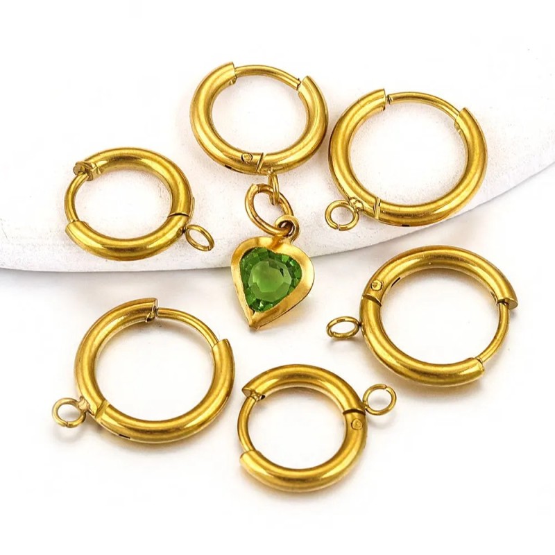 Earring Welding Hoop DIY Accessories Minimalist Style Coil Earrings Titanium Steel Material Real Gold Furnace Electroplating Cross-Border Earrings