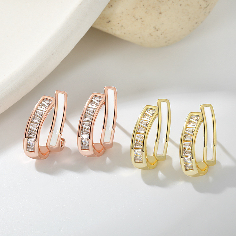Earrings for Women Internet Celebrity Korean Earrings Simple Fashion Ear Studs 2022 New Irregular Enamel Half Round Earrings
