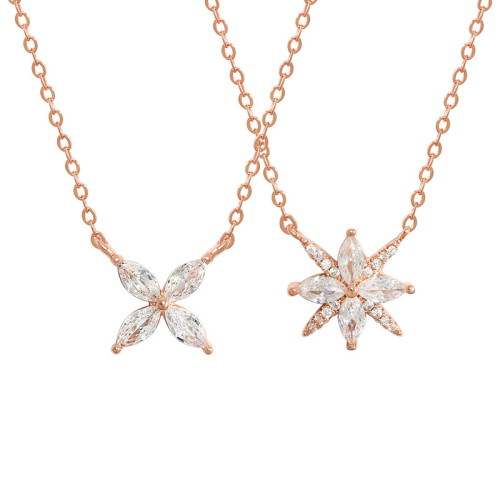 Asymmetric Single Meter Necklace Original Design Layered Style Exquisite Four-Leaf Clover Cross X Letter Meteor Hexagram Necklace