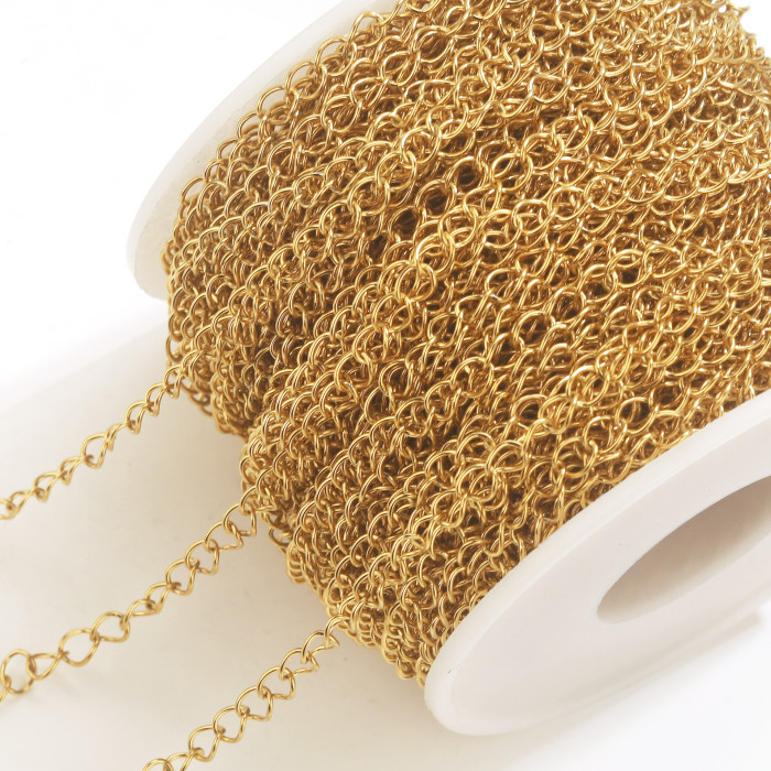 Color-Retaining Flat O-Chain Non-Fading Stainless Steel Chain Gold-Plated Chain Fine Extension Necklace Bracelet DIY Accessories