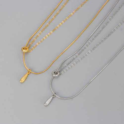 Water Drop Rotating Double Layer Necklace for Women 2025 New Spring Summer Clavicle Chain High-end Light Luxury Niche Temperament Choker