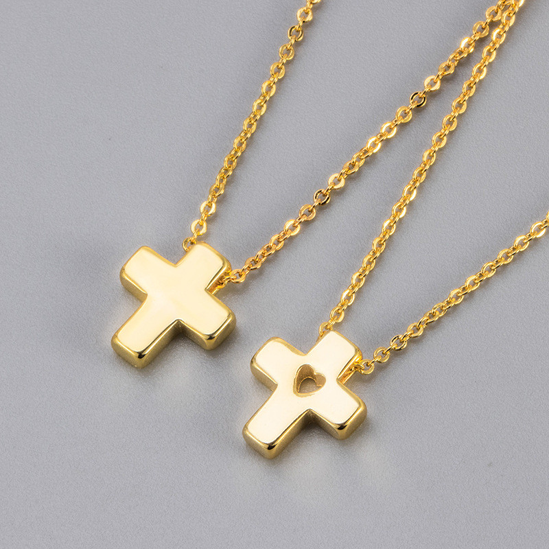 Cross-border Women's Simple Cross Necklace Elegant Versatile Pendant Niche Collarbone Chain European and American Retro Jewelry for Women Trendy
