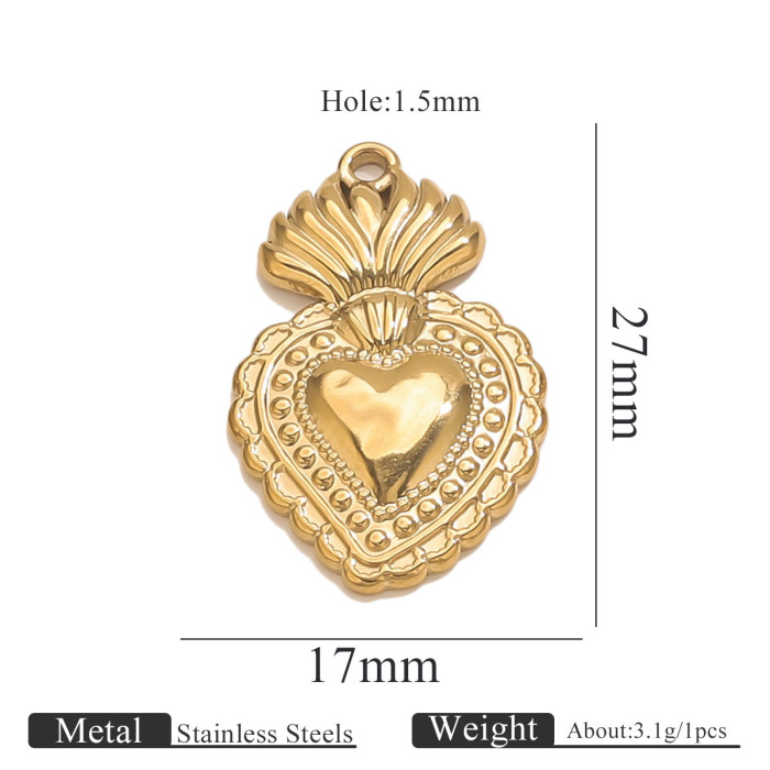 Stainless Steel High-End Fashion Sun Heart 18K Gold Pendant Bracelet Necklace Accessories Titanium Steel DIY Jewelry Components