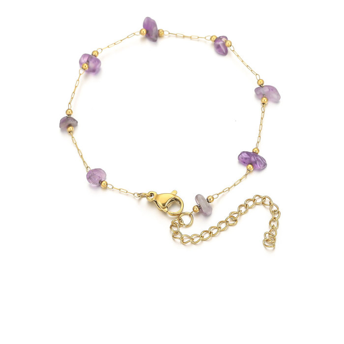 Stainless Steel Natural Stone Bracelet Necklace Electroplated 18k Fashion Fresh Simple DIY Handmade