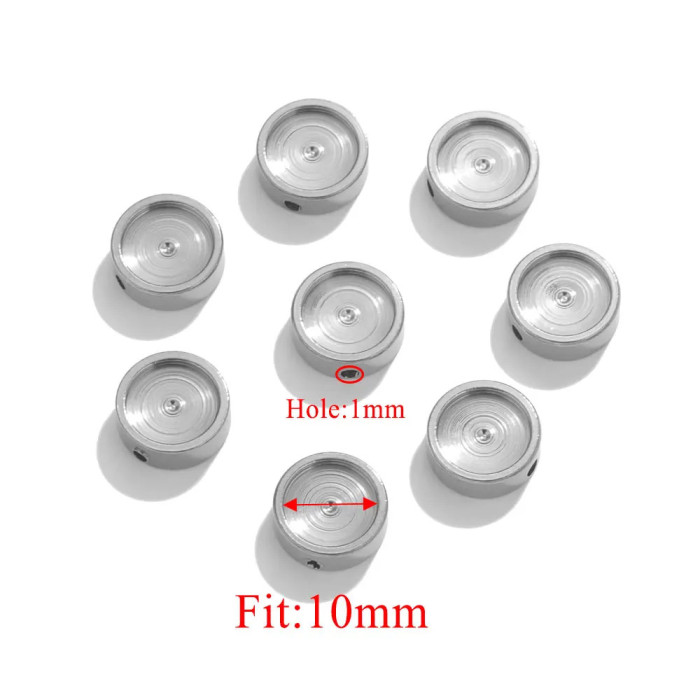 Stainless Steel Round Enamel Beaded Jewelry Round Disc Beads DIY Handmade Bracelet Necklace Accessories