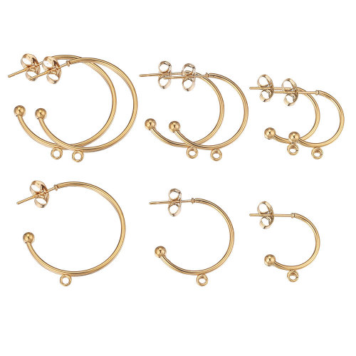 French Minimalist Stainless Steel Vacuum Plated C-shaped Hoop Earrings DIY Handmade Earring Accessories Jewelry Accessories Earrings
