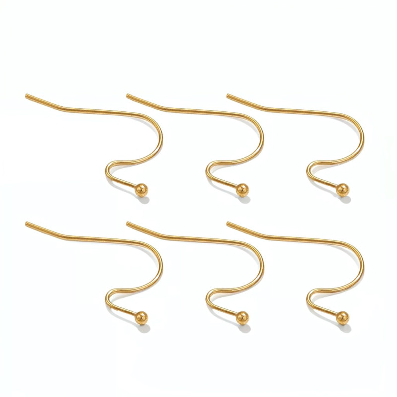 Stainless Steel Beaded Ear Hooks Burnt Bead Ear Hooks Fish Welded Bead Earrings DIY Jewelry Ball Earrings Round Beads