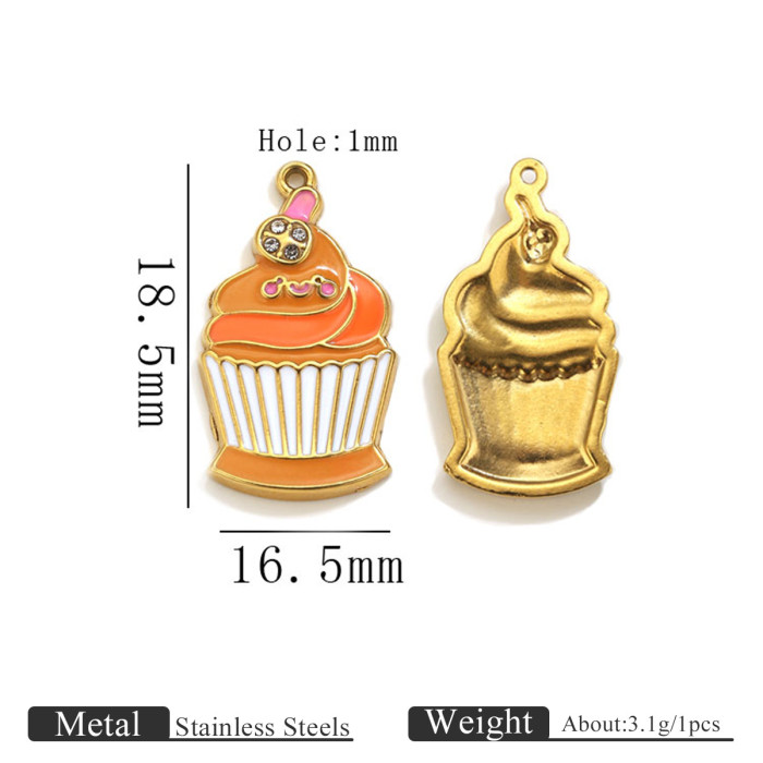 Stainless Steel Oil Drip Conch Pendant DIY Bracelet Charm Ocean Series Conch Pendant Keychain, Necklaces