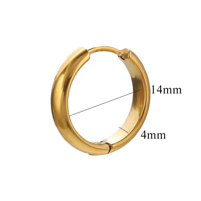 INS European and American Style Circle Smooth Earrings Simple Fashion Stainless Steel 18K Real Gold Hoop Earrings Niche Ear Jewelry Accessories