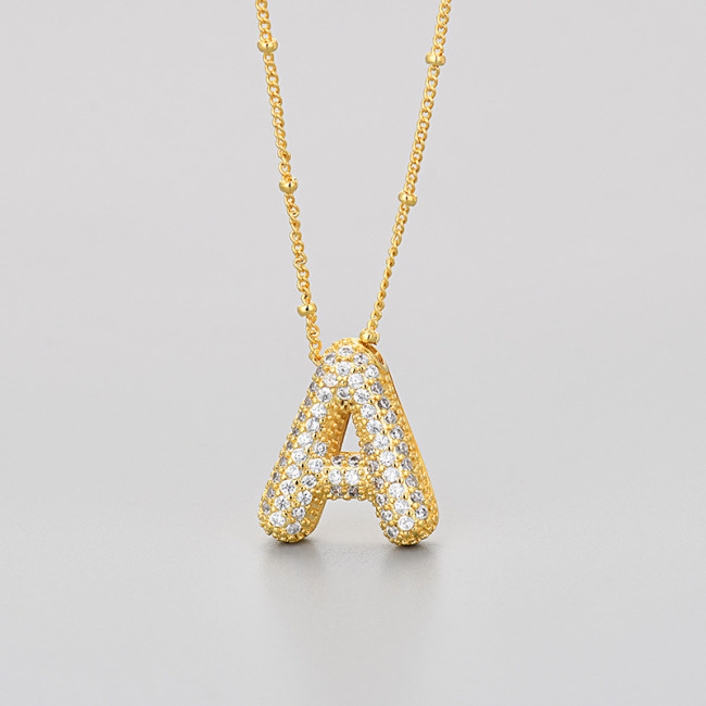 New Cross-Border European and American Micro-Inlaid Zircon English Letter Necklace for Women Pendant Fashion Versatile Hot-Selling Fashion Collarbone Chain