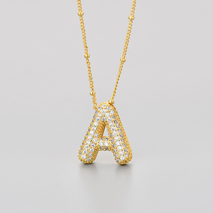New Cross-Border European and American Micro-Inlaid Zircon English Letter Necklace for Women Pendant Fashion Versatile Hot-Selling Fashion Collarbone Chain
