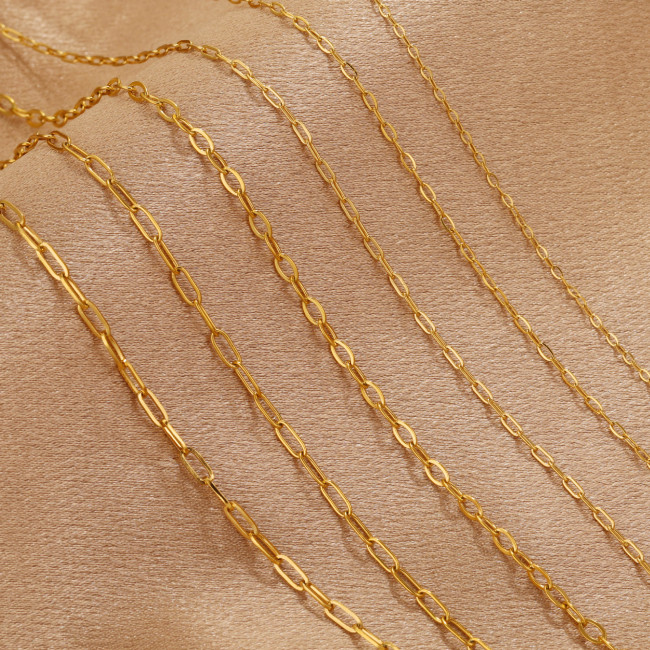 Stainless Steel Chain Flattened Long Cross Chain Titanium Steel Semi-finished Chain DIY Jewelry Necklace