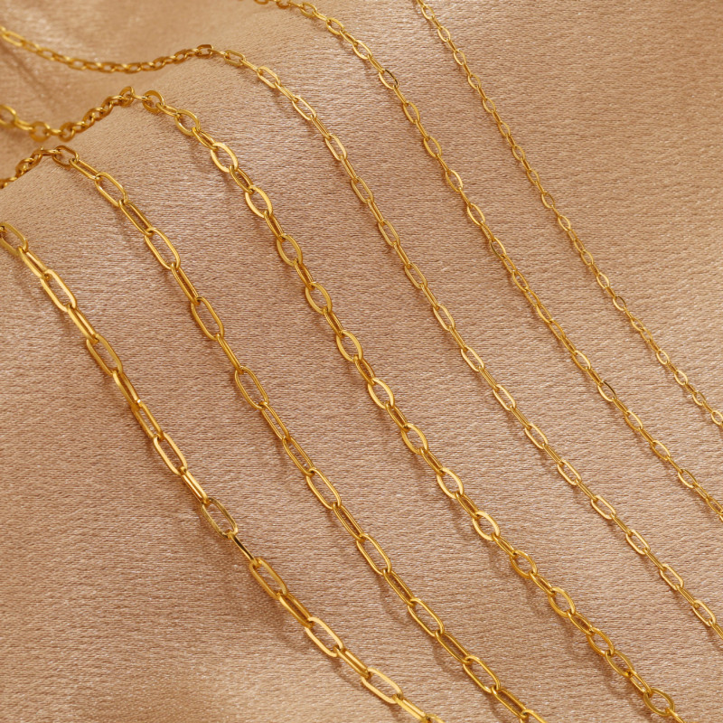 Stainless Steel Chain Flattened Long Cross Chain Titanium Steel Semi-finished Chain DIY Jewelry Necklace