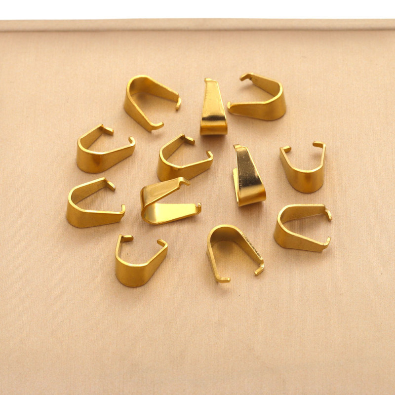 Stainless Steel Gold Melon Seed Clasp Fork Clasp Offset Real Gold Plated Pendant Clasp Necklace Pendant Clasp DIY Jewelry Accessories