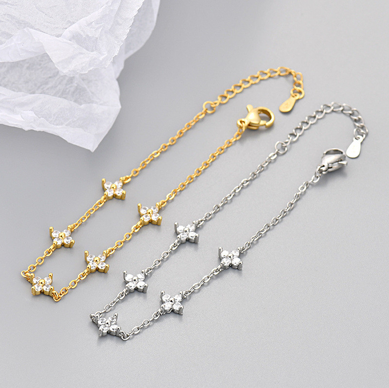 Inlaid Diamond Four-Leaf Clover Star Bracelet for Women Cross-Border Trade New Fashion Niche Design High-End Personality Jewelry
