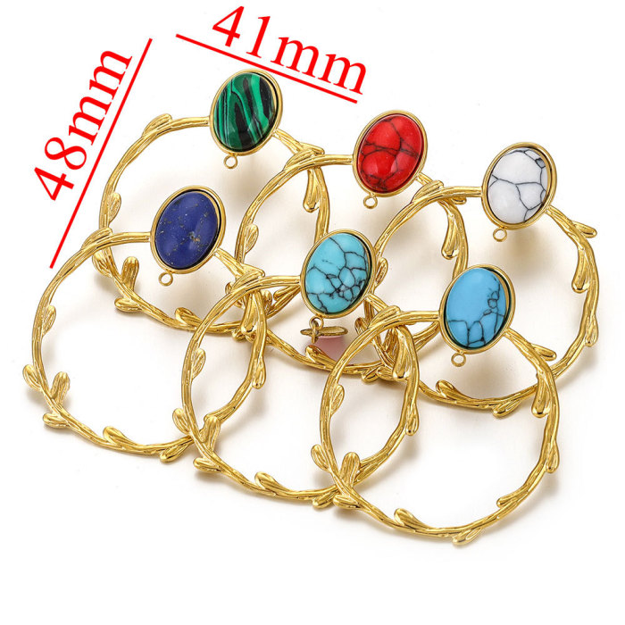 Stainless Steel Pattern Oval Welding Pin Welding Ring Natural Stone Earrings Inner Hanging Earrings Earring Backs DIY Earring Making
