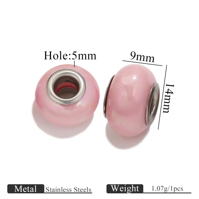 Stainless Steel Perforated Beads DIY Jewelry Hole Beads Loose Beads Bracelet Set Components Flat Beads Spacer Beads