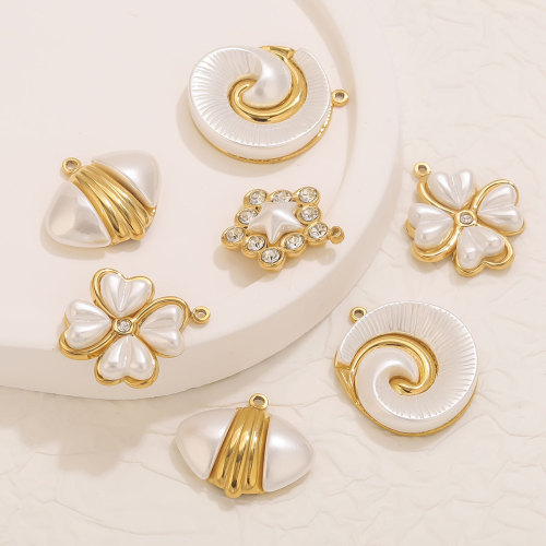 European and American Cross-Border Imitation Shell Stainless Steel Five-Pointed Star Pendant DIY Vacuum Gold-Plated Shell Hanging Decoration Accessories