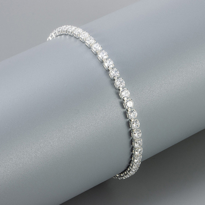 2024 New European and American Cross-Border Full Diamond Bracelet for Women, Light Luxury Niche Sparkling Full Diamond Fine Row Zircon Bracelet for Women