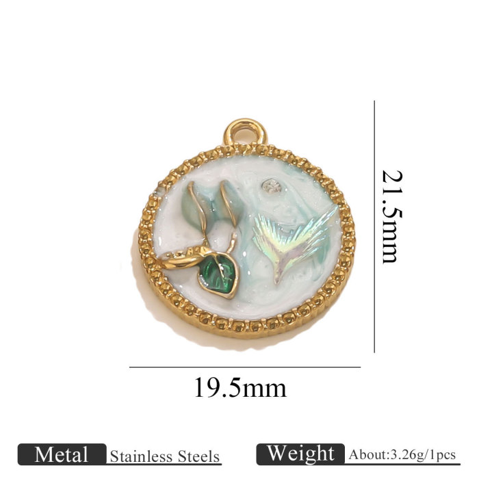 Stainless Steel Oil Painting Flower Pearl Series Pendant DIY Fashion Clothing Pendant Bracelet Necklace Accessories