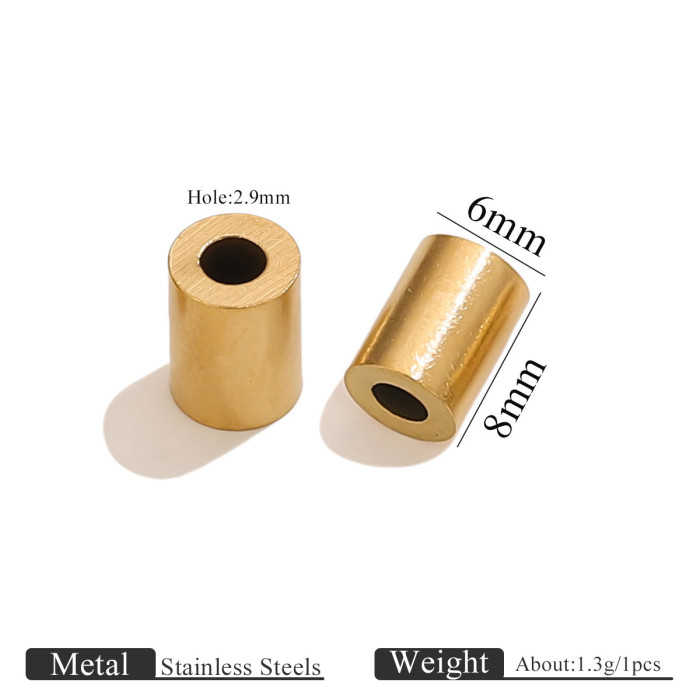 Vintage Gold Long Cylinder Barrel Beads Stainless Steel Through Hole Spacer Beads DIY Bracelet Necklace Jewelry Accessories Wholesale