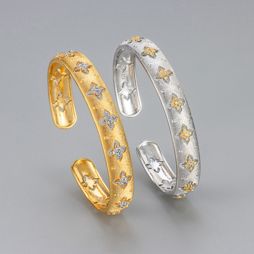Cross-Border Italian Court Style Brushed Craft Vintage Bracelet Hollow Open Design Bracelet High-End Niche Design