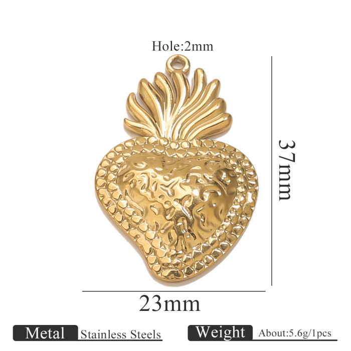 Stainless Steel High-End Fashion Sun Heart 18K Gold Pendant Bracelet Necklace Accessories Titanium Steel DIY Jewelry Components