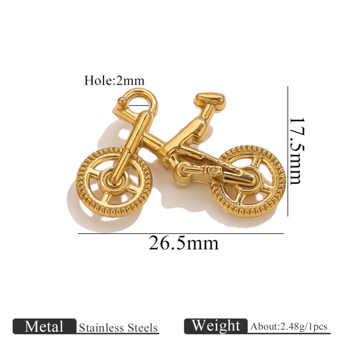 Stainless Steel Vintage Gold Plated Bicycle Pendant Bike Accessory Keychain Necklace Pendant DIY Handmade Jewelry