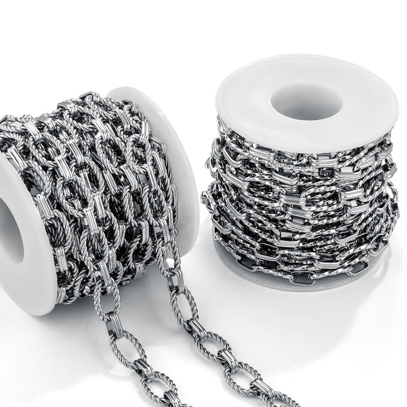 New Egg Buckle Clip Barbell Stainless Steel Chain Non-Fading Personality Punk Bracelet Necklace Jewelry Chain DIY