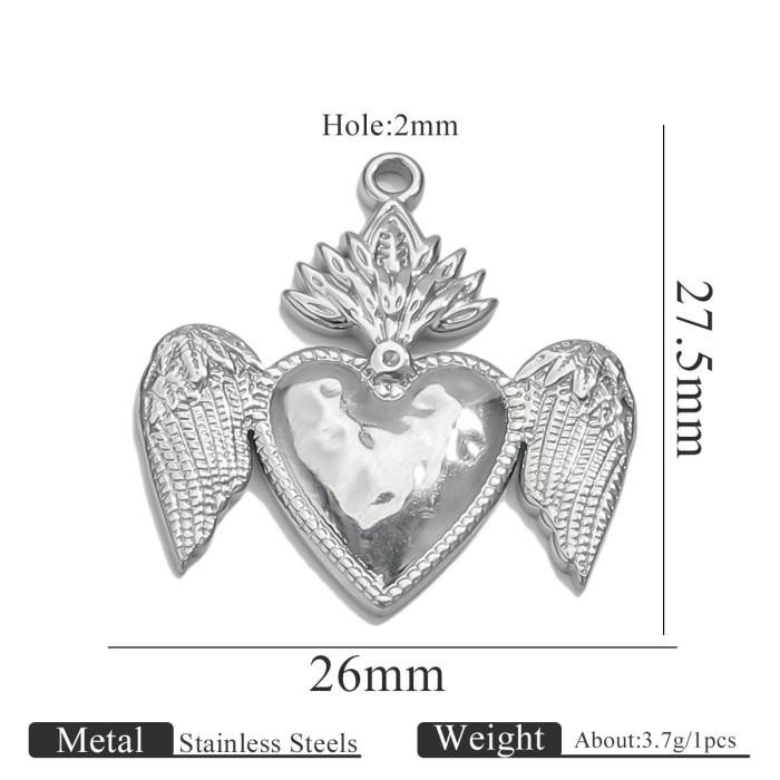 Stainless Steel High-End Fashion Sun Heart 18K Gold Pendant Bracelet Necklace Accessories Titanium Steel DIY Jewelry Components