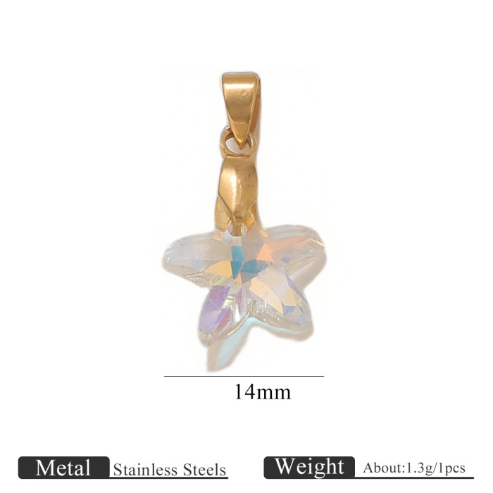 Crystal Pendant Starfish Pentagram Heart-shaped Hanging Pendant Stainless Steel Melon Seed Buckle Transparent Small Pendant DIY Jewelry Accessories