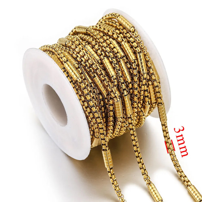 Stainless Steel Square Pearl Press Clamp Horizontal Tube Chain DIY Jewelry Handmade Chain Necklace Bracelet Chain Making Supplies