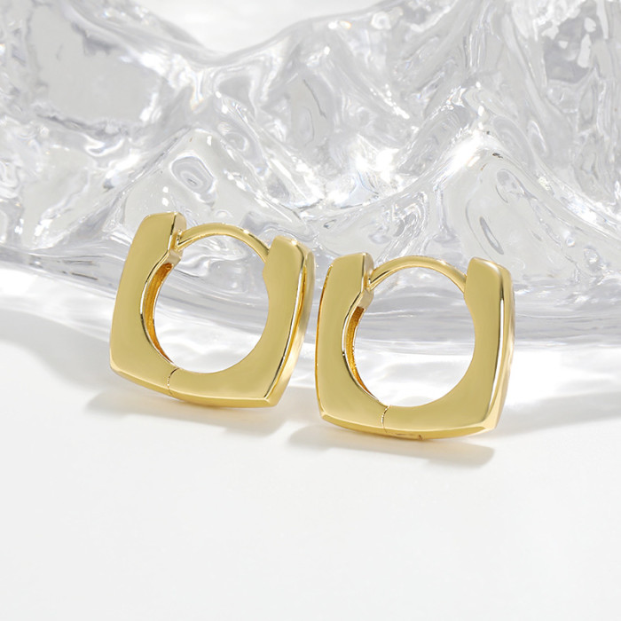 Smooth Plain Hoop U-shaped Earrings Ear Clips Hot-selling Simple High-end Geometric Minimalist Square Earrings