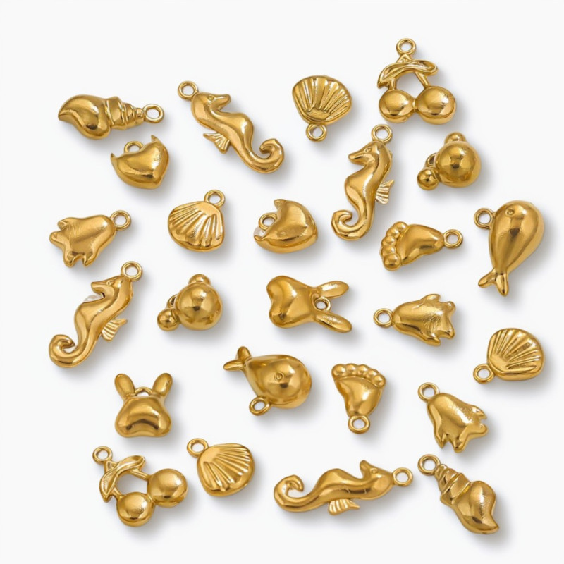 Stainless Steel Cute Small Pendant Ocean Series Sun Necklace Titanium Steel Pendant DIY Jewelry Titanium Steel Accessories