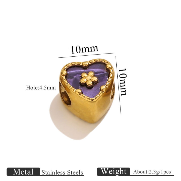 Stainless Steel Large Hole Heart Acrylic Beads Pendant DIY Necklace Bracelet Pendant Spacer Beads Jewelry Accessories