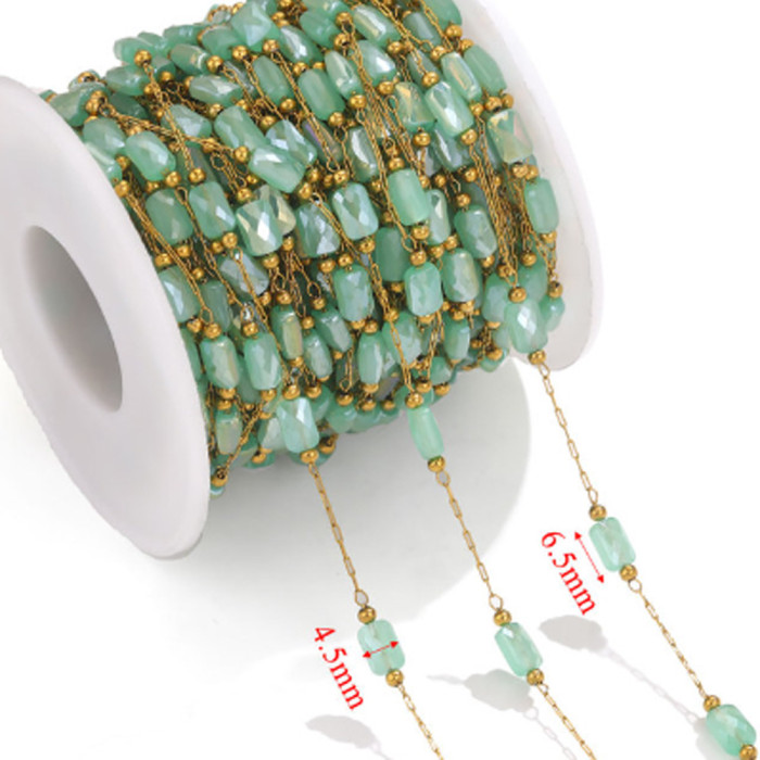 Crystal Chain Vacuum Gold Electroplated Stainless Steel Chain Clip Bead Chain DIY Bracelet Necklace Jewelry Accessori...