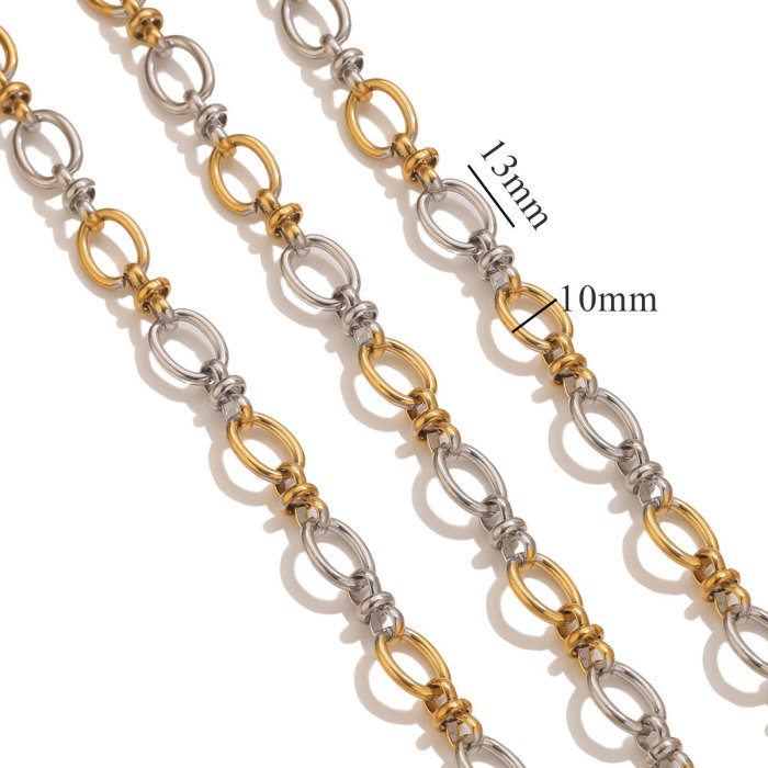 Large Hip-Hop Gold Titanium Steel Simple Gradient Plated 18K Gold Stainless Steel Handmade Chain DIY Bracelet Necklace