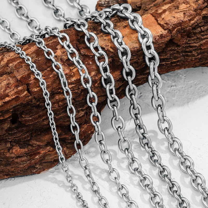 Stainless Steel Chain Jewelry DIY Handmade Accessories Material Cross Chain Necklace O Chain Rust-Free Chain Accessories