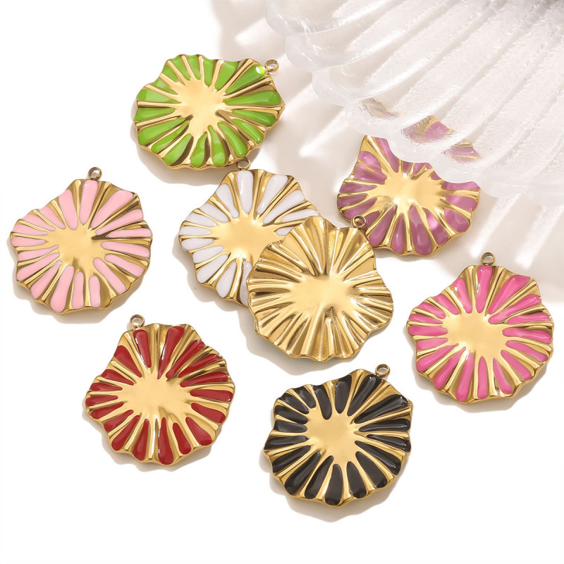 DIY Irregular Flower Oil Drop Pendant European and American Cross-Border Fashion 18k Gold Women's Necklace Pendant Accessories Wholesale