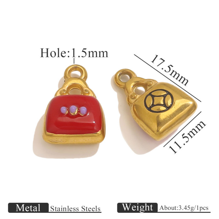 Stainless Steel Hydraulic Oil Drop Pendant Series 18K Gold Plated Bag Pendant Necklace Hanging Ornament Accessories