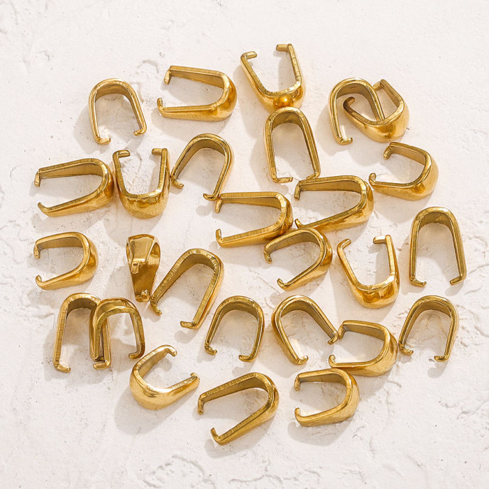 Real Gold Plated Thickened Stainless Steel DIY Pendant Clasp Melon Seed Clasp Titanium Steel Color Retention Smooth C...