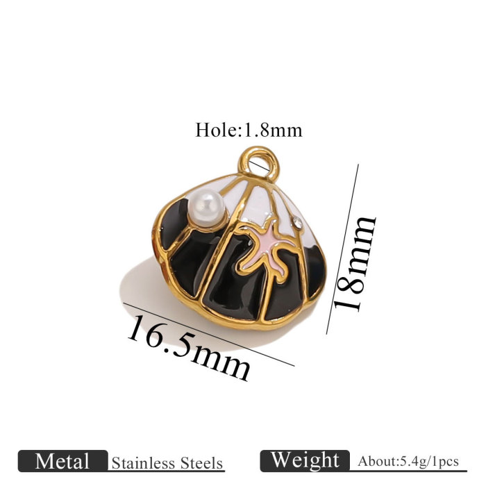 Stainless Steel New Oil-Drip Pearl Shell Pendant DIY Bracelet Jewelry Accessories, Necklaces