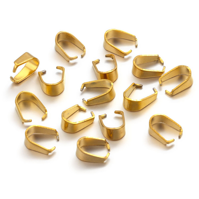 Stainless Steel Gold Melon Seed Clasp Fork Clasp Offset Real Gold Plated Pendant Clasp Necklace Pendant Clasp DIY Jewelry Accessories